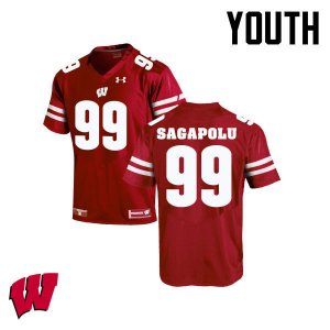 Youth Wisconsin Badgers NCAA #65 Olive Sagapolu Red Authentic Under Armour Stitched College Football Jersey BH31T24FG
